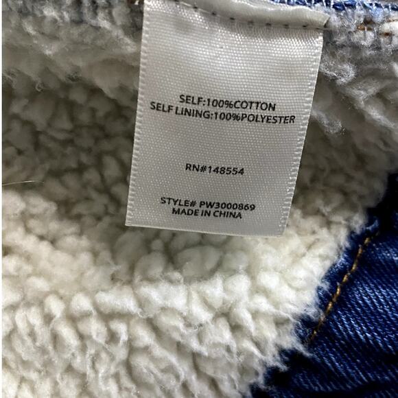 tgla Jean Denim Jacket Womens Large Blue Sherpa Lined Trucker Collar Casual - Picture 8 of 14